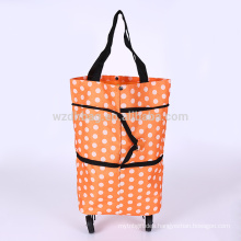 Reusable Foldable Wheeled Polyester Shopping Cart Trolley Bag For Promotion And Travel